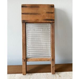 Vintage Wash Board Small Childs Wood Glass Crystal Model 11” Homestead Primitive